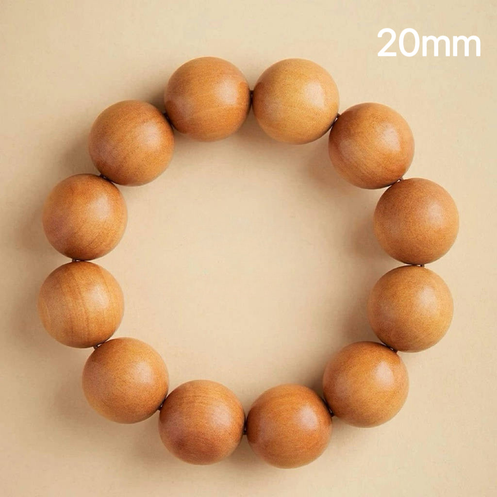 Natural Peach Wood Mala Bracelet – 10-Year Tai Mountain Wood : 棕色 20mm - Seekcase