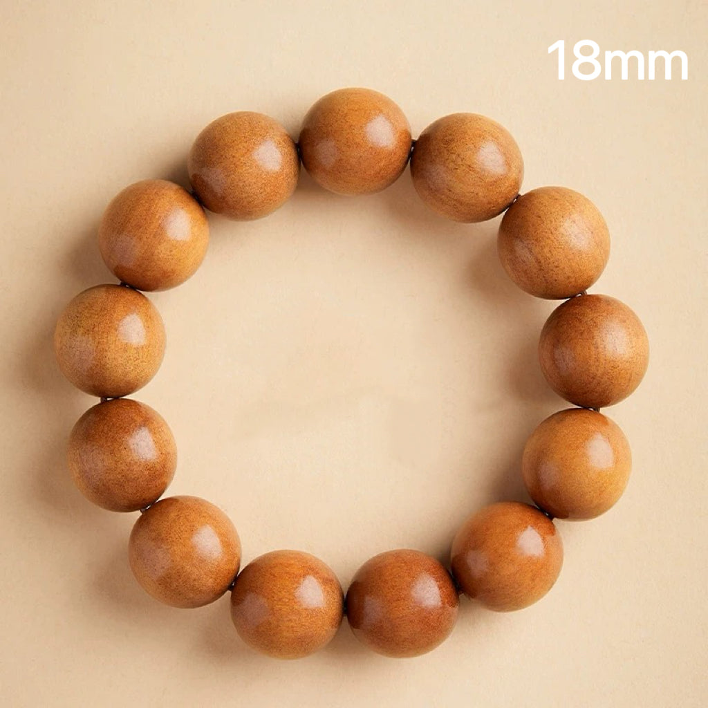 Natural Peach Wood Mala Bracelet – 10-Year Tai Mountain Wood : 棕色 18mm - Seekcase