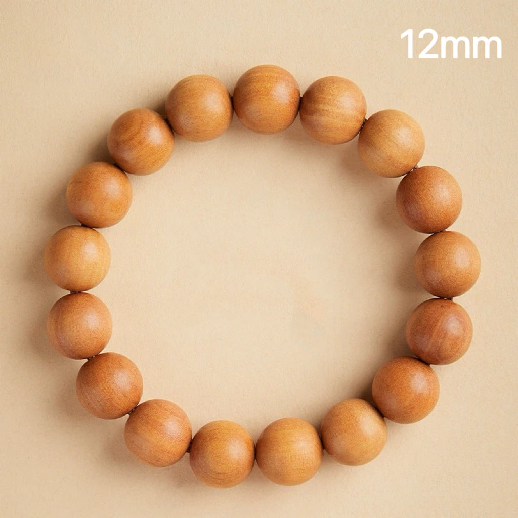Natural Peach Wood Mala Bracelet – 10-Year Tai Mountain Wood : 棕色 12mm - Seekcase