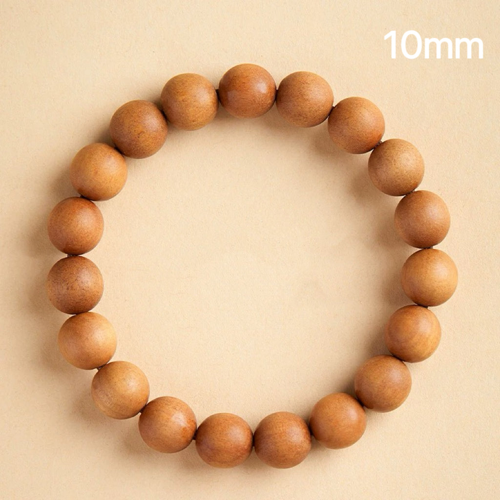Natural Peach Wood Mala Bracelet – 10-Year Tai Mountain Wood : 棕色 10mm - Seekcase
