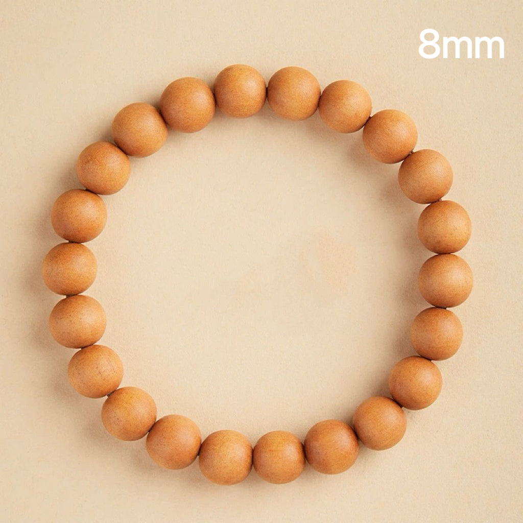 Natural Peach Wood Mala Bracelet – 10-Year Tai Mountain Wood : 棕色 8mm - Seekcase