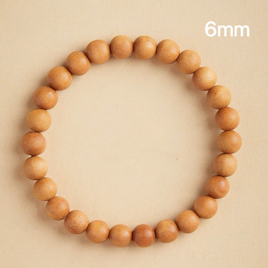 Natural Peach Wood Mala Bracelet – 10-Year Tai Mountain Wood : 棕色 6mm - Seekcase