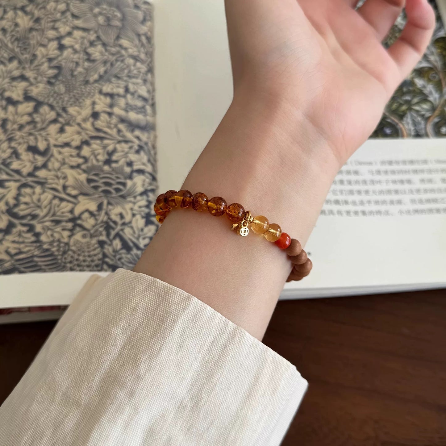 Amber Sandalwood & Citrine Bracelet