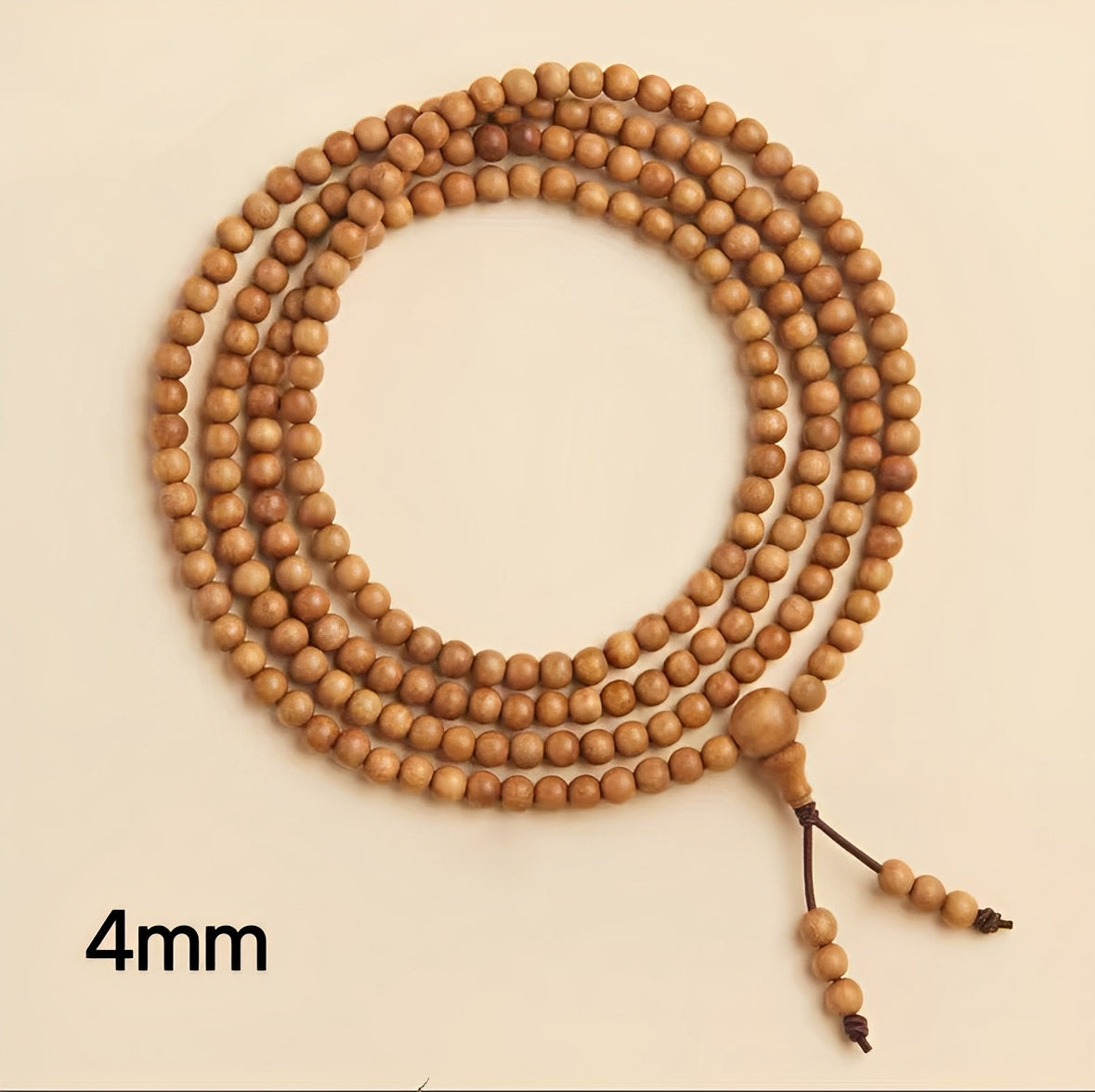 Sandalwood Beads - Premium Sinking Grade Indian Mysore Sandalwood Prayer Mala (Multi-Loop) : 棕色 4mm - Seekcase