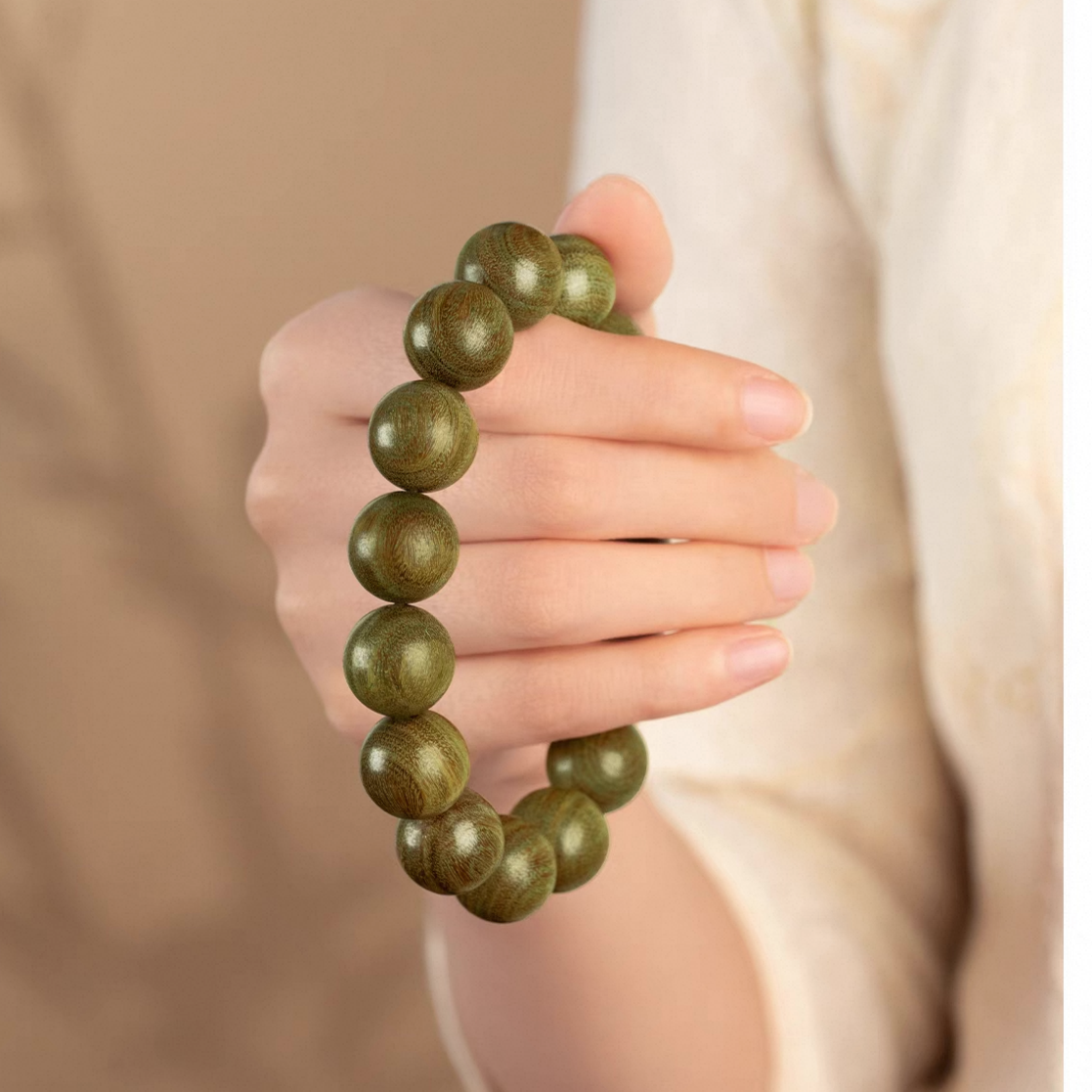 Sweet Green Sandalwood Beads - Oxidizing Prayer Bracelet