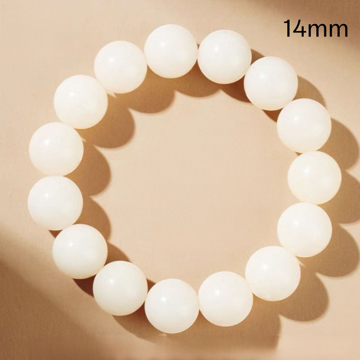 Yunnan White Bodhi Seed Wooden Bracelet – High-Density Meditation Wood Beads (Sink-Tested) : White 14mm - Seekcase