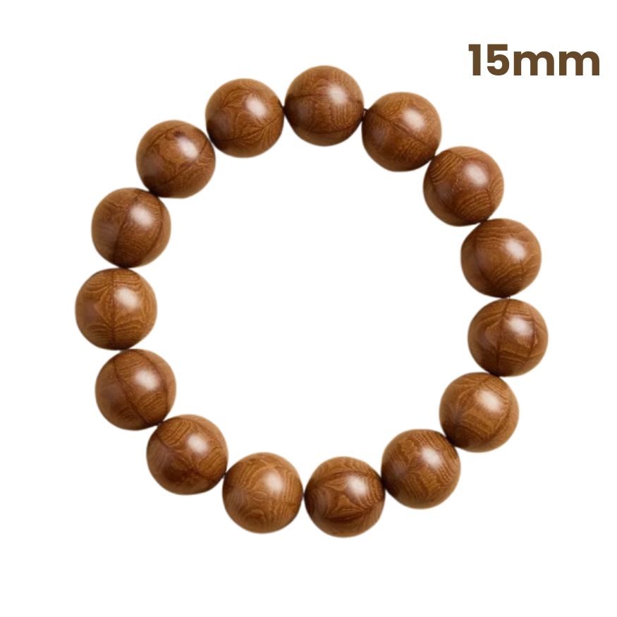 Zen Six Paths Wood Prayer Beads – Buddhist Mala Bracelet for Meditation & Balance : Brown 15mm - Seekcase
