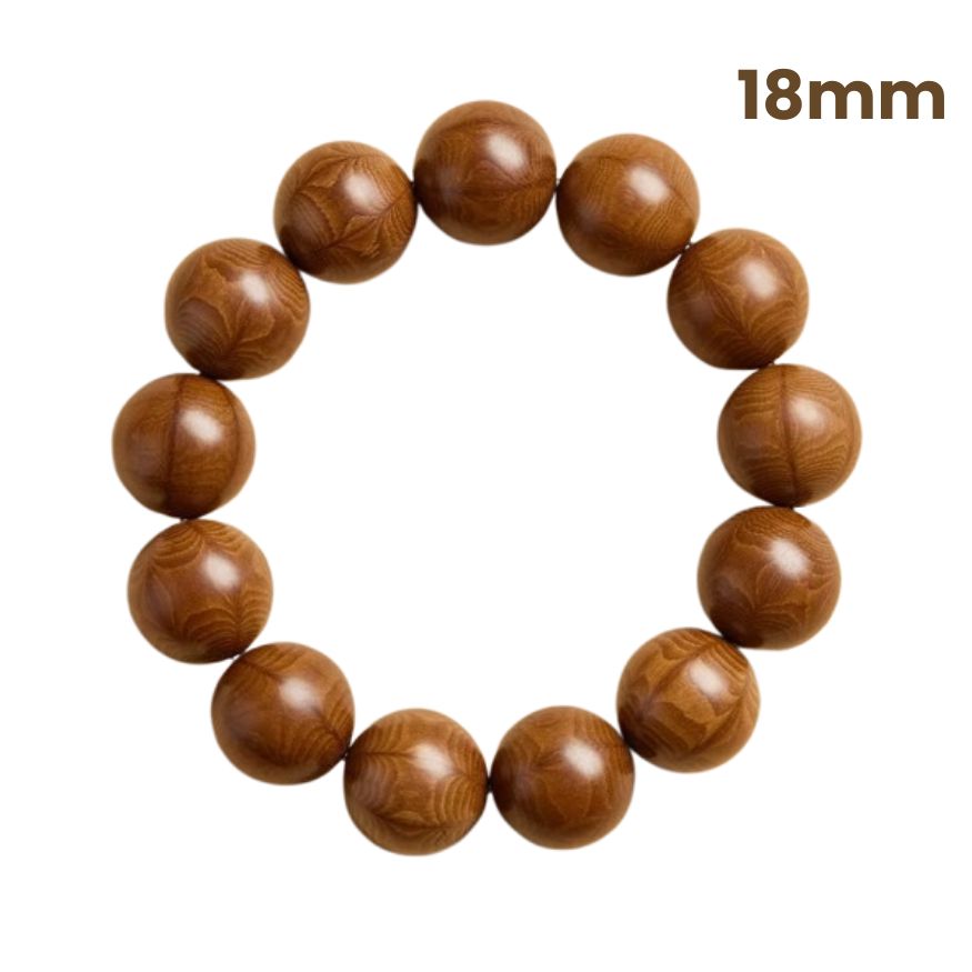 Zen Six Paths Wood Prayer Beads – Buddhist Mala Bracelet for Meditation & Balance : Brown 18mm - Seekcase