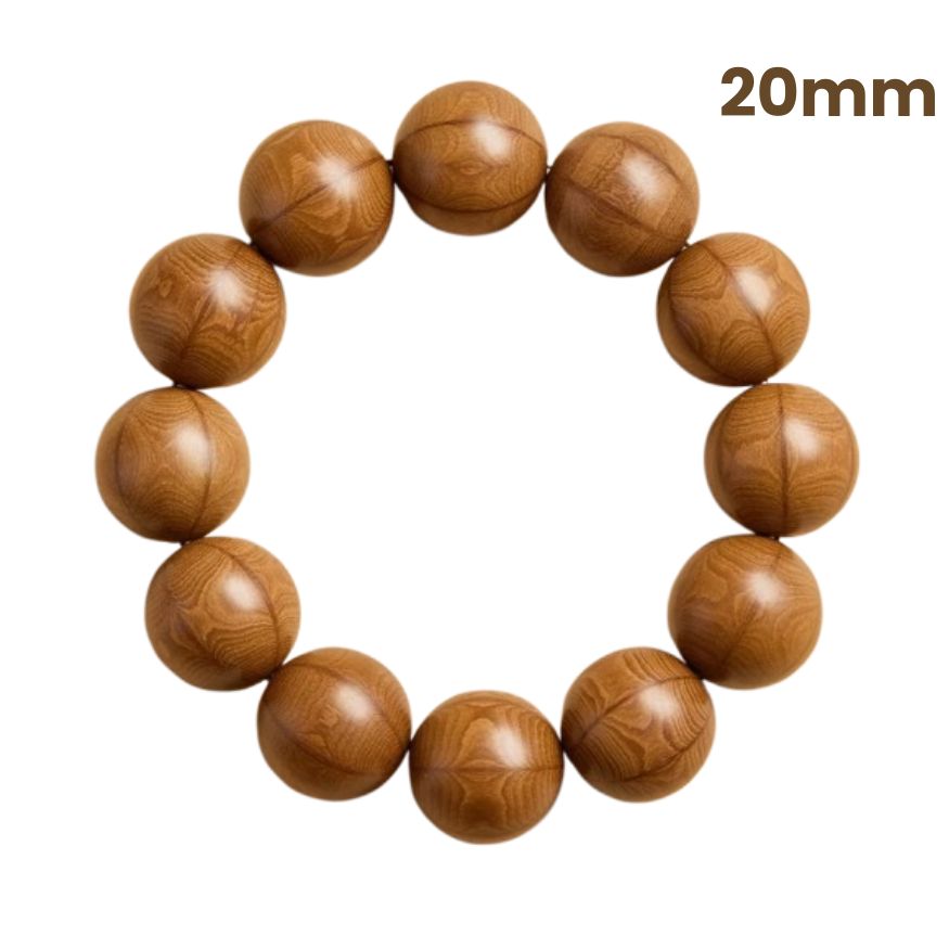 Zen Six Paths Wood Prayer Beads – Buddhist Mala Bracelet for Meditation & Balance : Brown 20mm - Seekcase