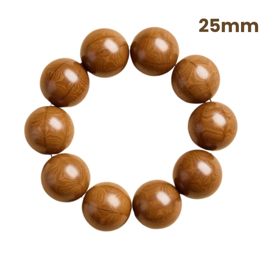 Zen Six Paths Wood Prayer Beads – Buddhist Mala Bracelet for Meditation & Balance : Brown 25mm - Seekcase