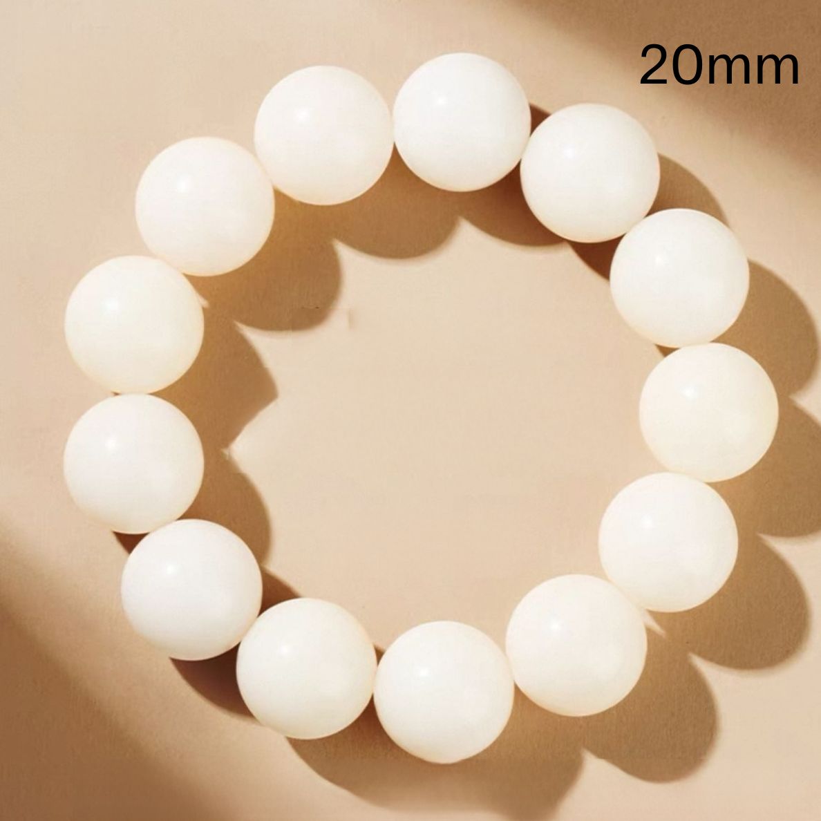 Yunnan White Bodhi Seed Wooden Bracelet – High-Density Meditation Wood Beads (Sink-Tested) : White 20mm - Seekcase