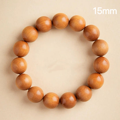 Natural Peach Wood Mala Bracelet – 10-Year Tai Mountain Wood : 棕色 15mm - Seekcase