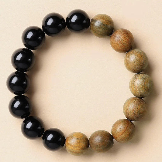 Green Sandalwood & Obsidian Beaded Bracelet (Copy) : - Seekcase