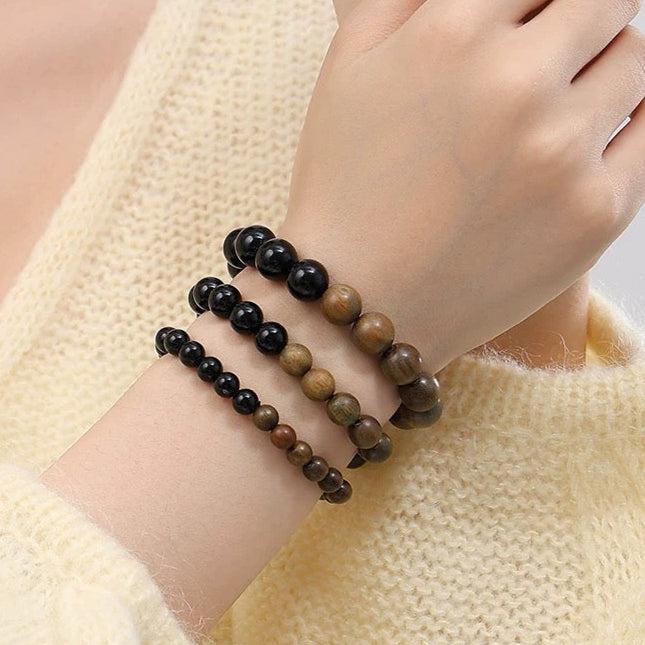 Green Sandalwood & Obsidian Beaded Bracelet (Copy) : - Seekcase
