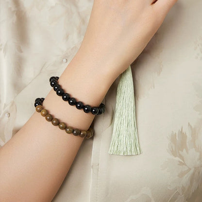 Green Sandalwood & Obsidian Beaded Bracelet (Copy) : - Seekcase