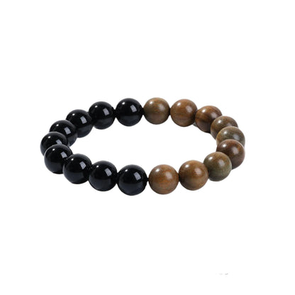 Green Sandalwood & Obsidian Beaded Bracelet (Copy) : 10mm - Seekcase