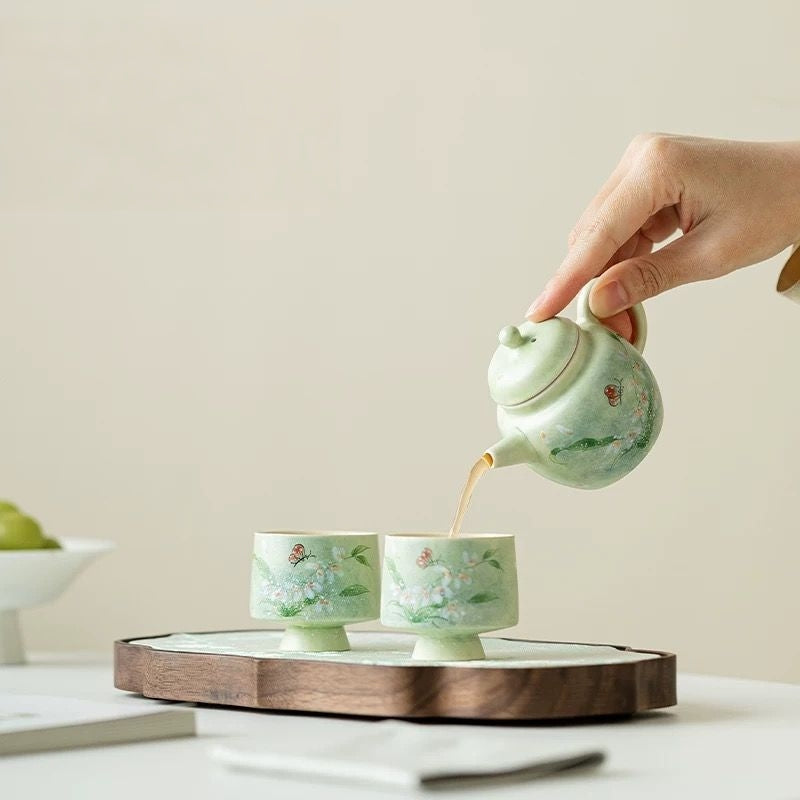 Orchid Butterfly Portable Tea Set : - Seekcase