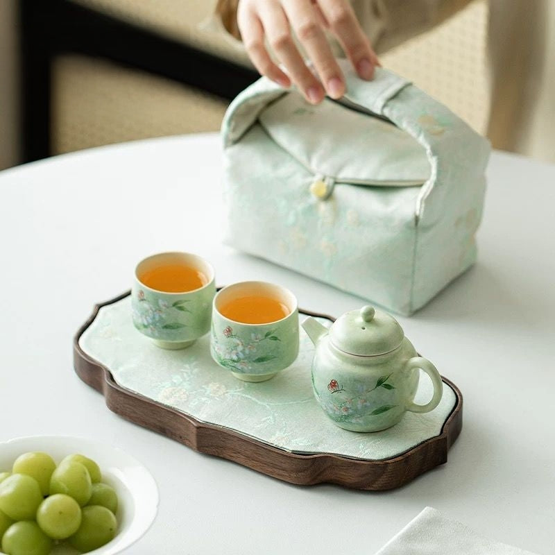 Orchid Butterfly Portable Tea Set : - Seekcase