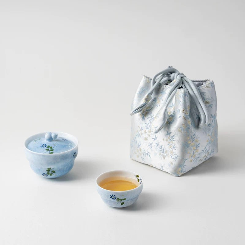 Blue Floral Portable Tea Set : - Seekcase