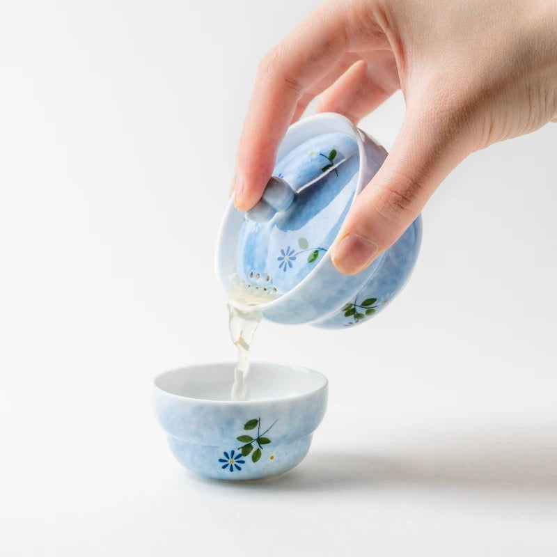 Blue Floral Portable Tea Set : - Seekcase