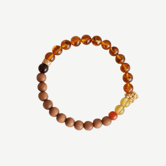 Amber Sandalwood & Citrine Bracelet