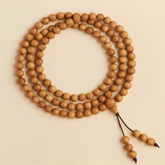 Sandalwood Beads - Premium Sinking Grade Indian Mysore Sandalwood Prayer Mala (Multi-Loop) : - Seekcase