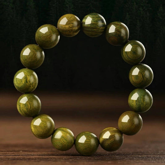 Sweet Green Sandalwood Beads - Oxidizing Prayer Bracelet
