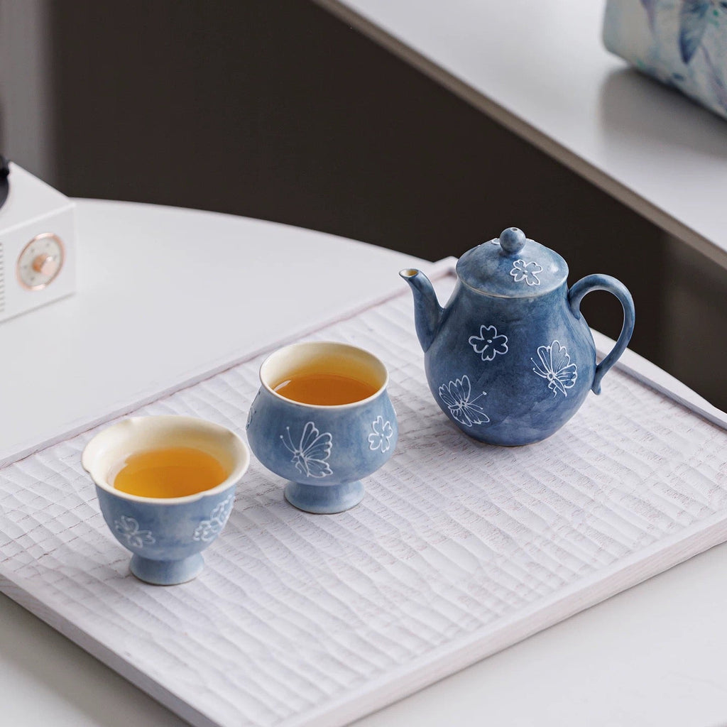 Butterfly & Floral Portable Tea Set : - Seekcase