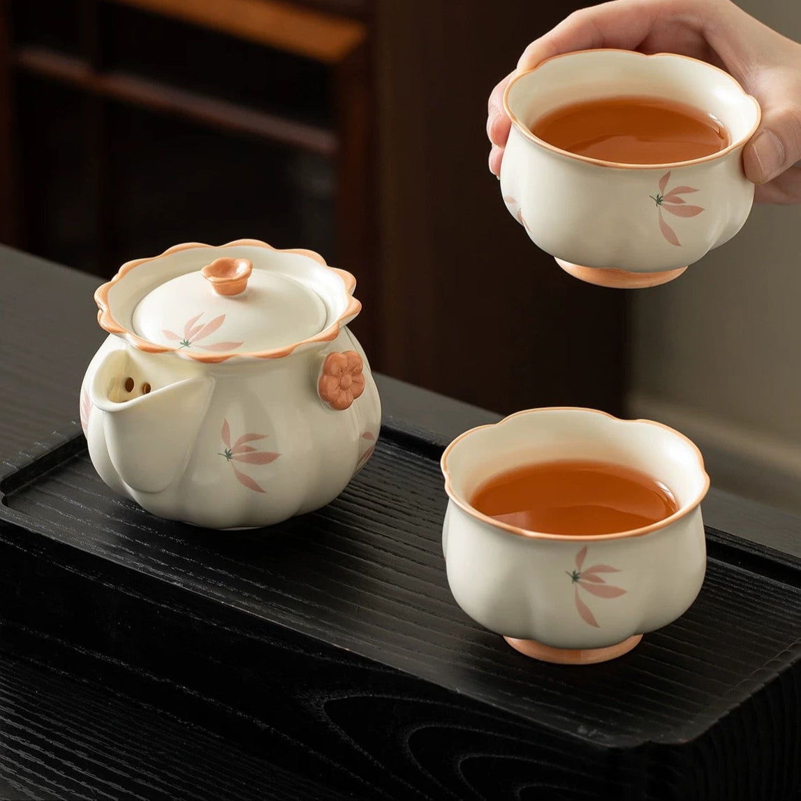 Orchid Butterfly Portable Tea Set : - Seekcase