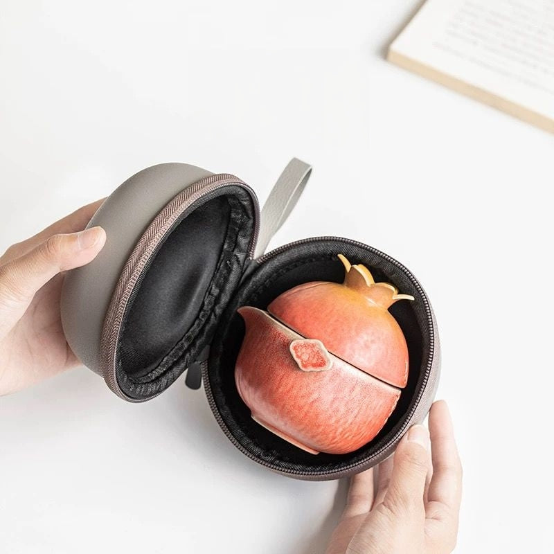 Pomegranate Travel Tea Set : - Seekcase