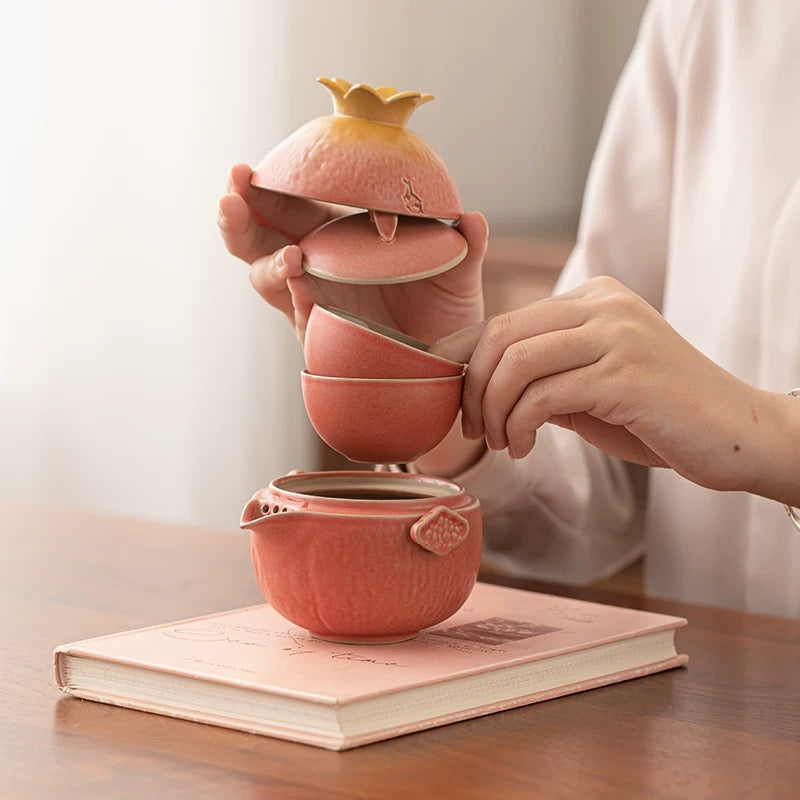 Pomegranate Travel Tea Set : - Seekcase