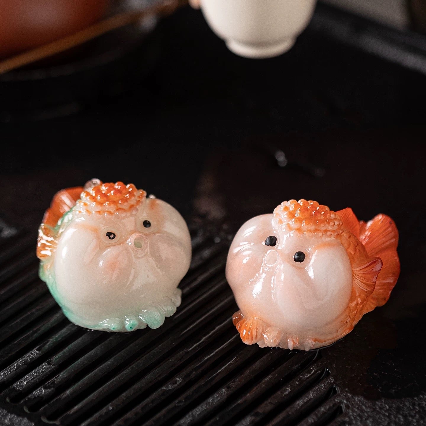 Color-Change Animal Tea Pets : Lovely Goldfish Tea Pet - Red & Green - 2 PCS - Seekcase