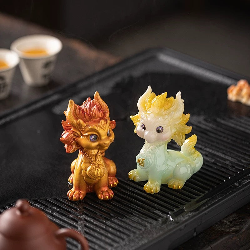 Color-Change Animal Tea Pets : Celestial Steed Tea Pet - Gold & Green - 2 PCS - Seekcase