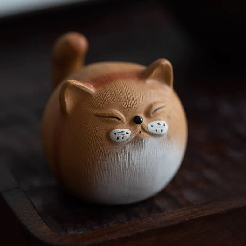 Teapot Lid Stand & Tea Pet : Chubby Cat - 6.5X4.5cm - Seekcase
