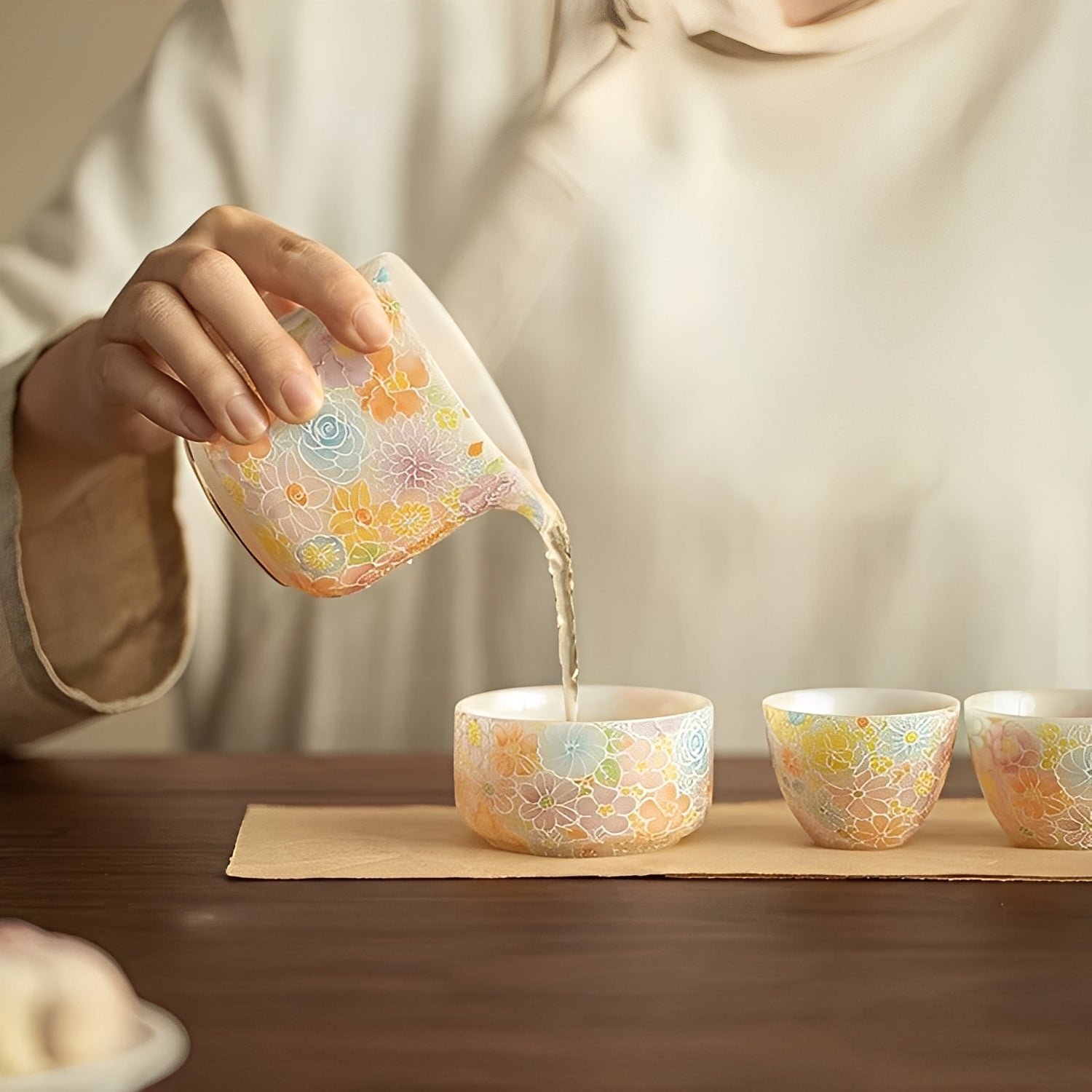 Elegant Floral Travel Tea Set