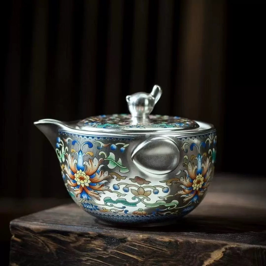 Enamel Silver Solo Travel Tea Set