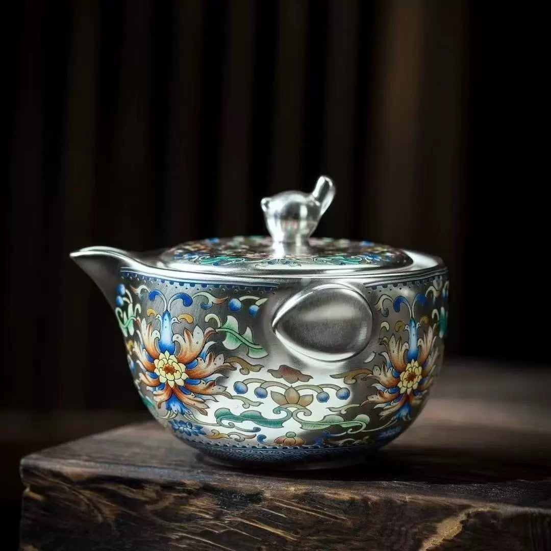 Enamel Silver Solo Travel Tea Set