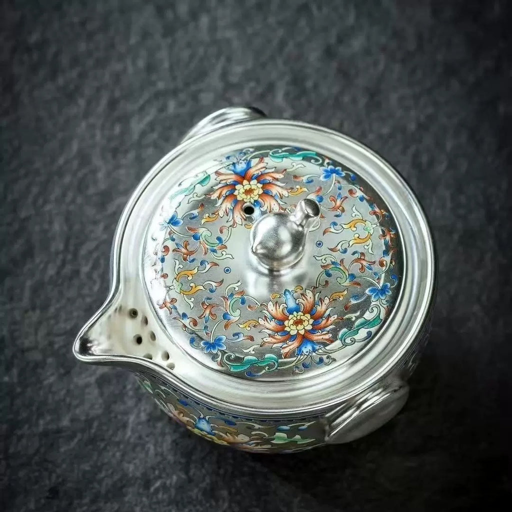 Enamel Silver Solo Travel Tea Set