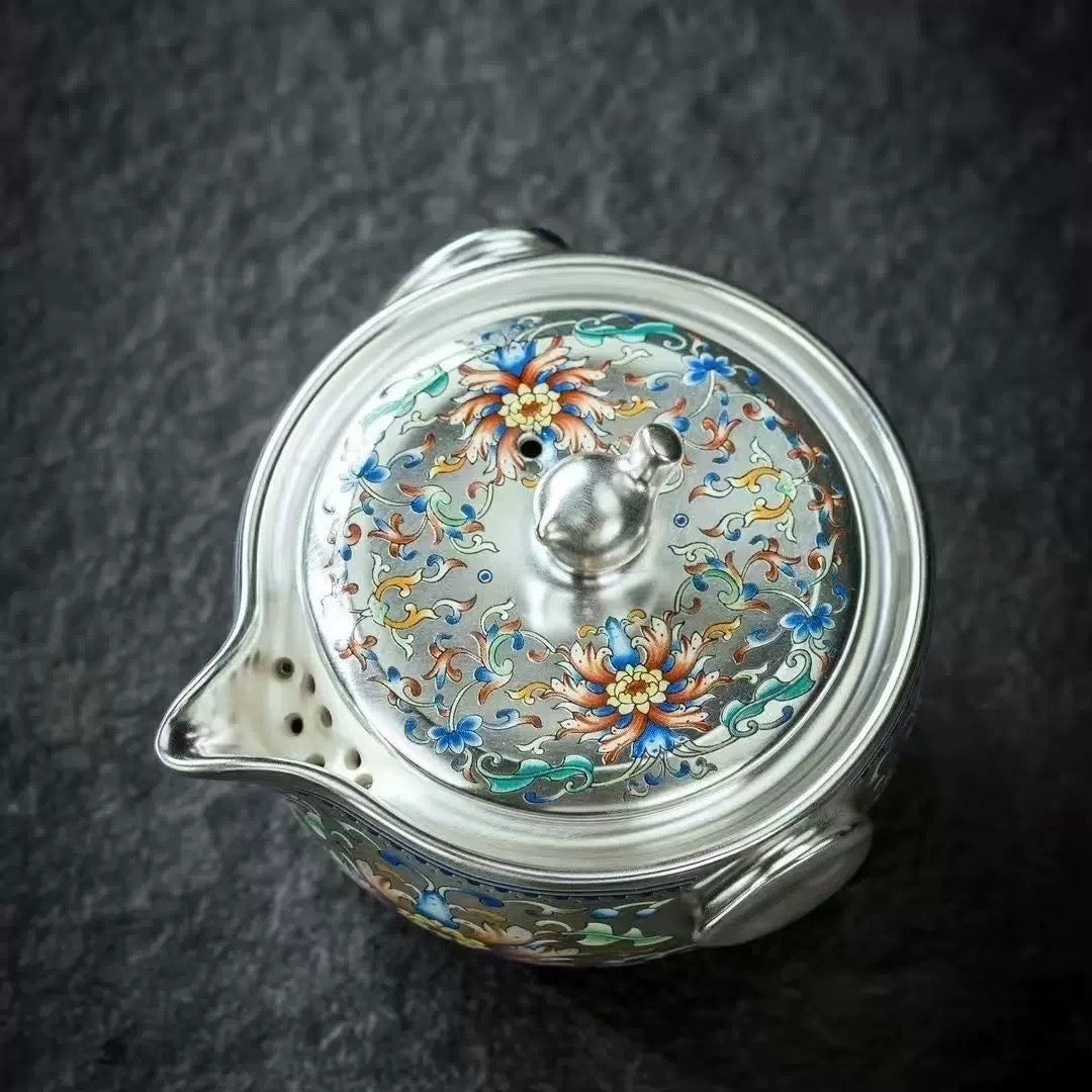 Enamel Silver Solo Travel Tea Set