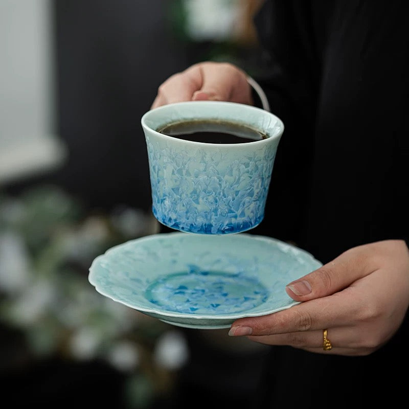 The Glacier Blue Crystalline Coffee Set 155ml