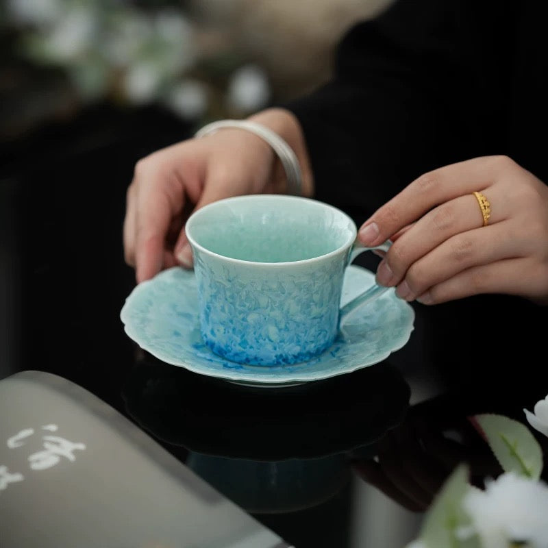 The Glacier Blue Crystalline Coffee Set 155ml