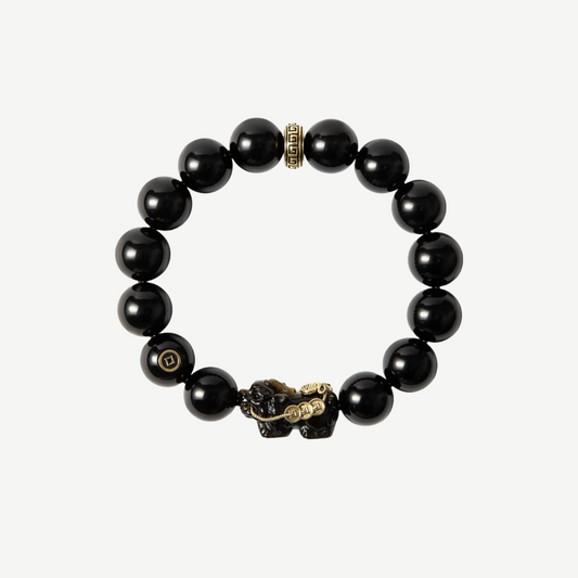 Sandalwood & Black Obsidian Bracelet