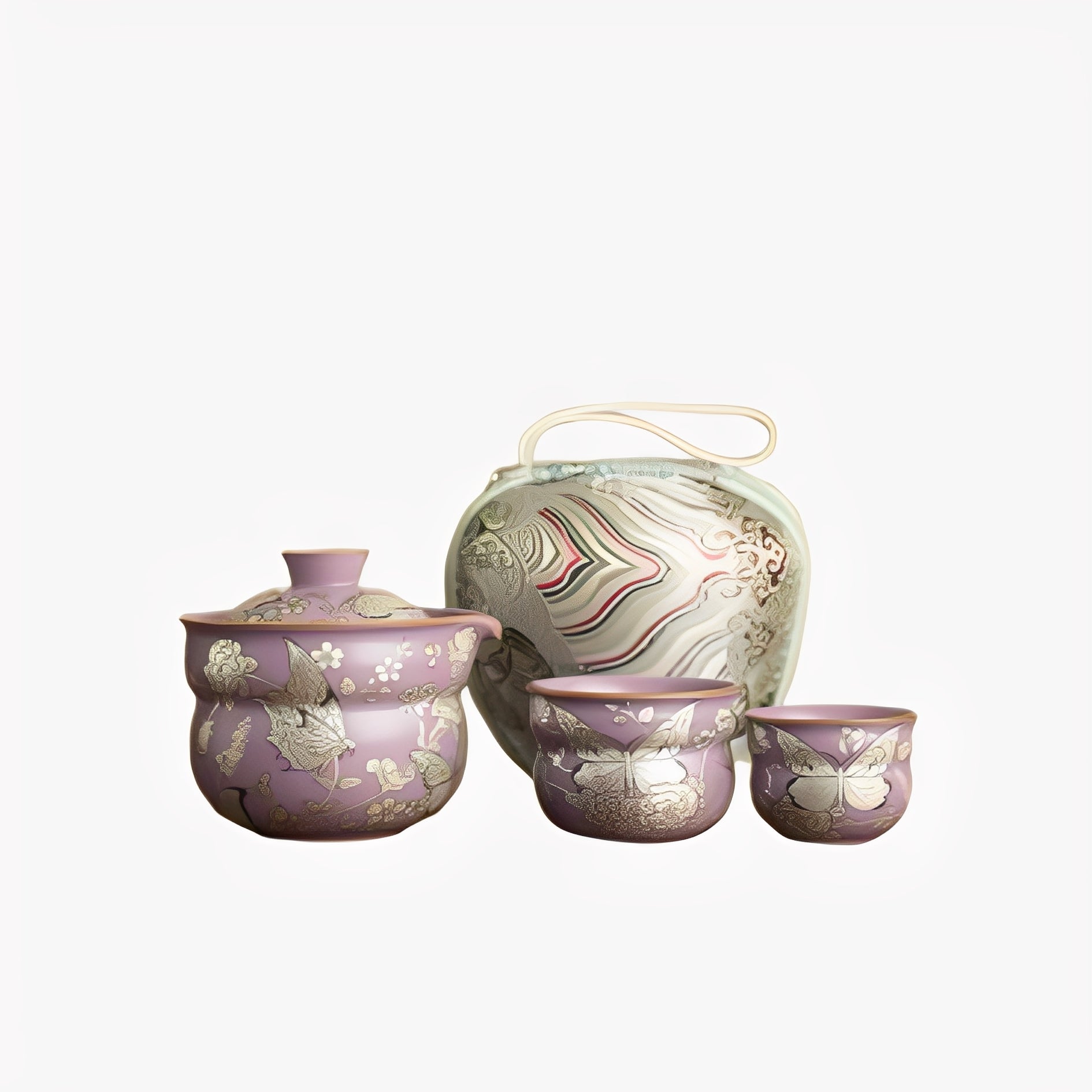 Purple Peony Travel Tea Set