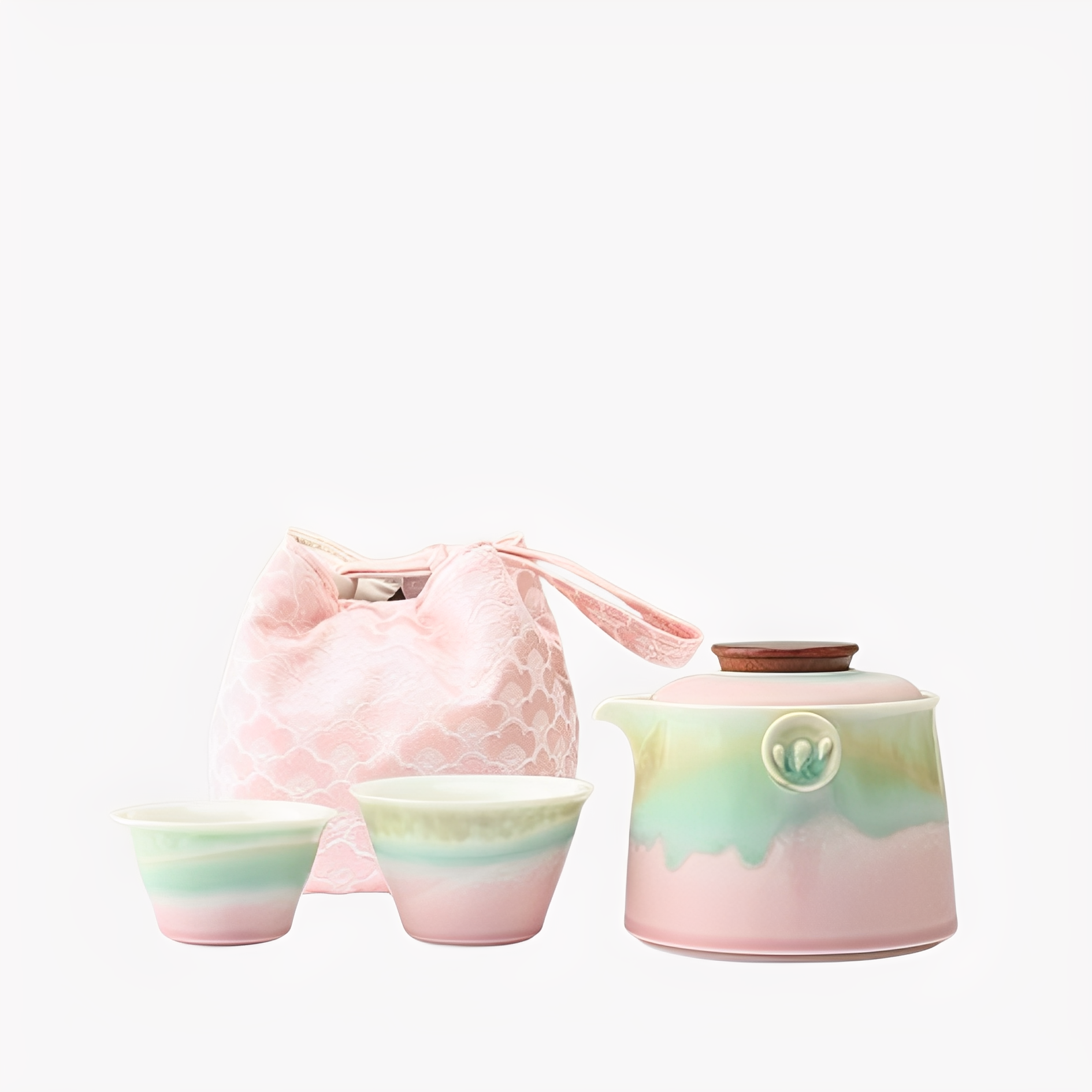 Pink Green Portable Tea Set : - Seekcase
