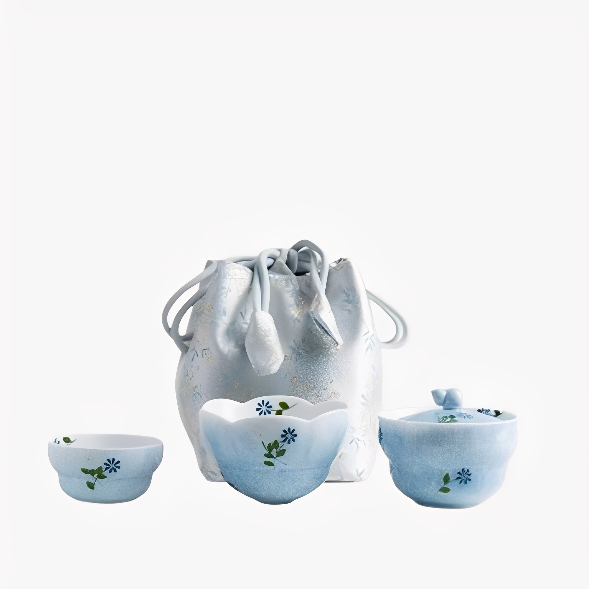 Blue Floral Portable Tea Set : - Seekcase