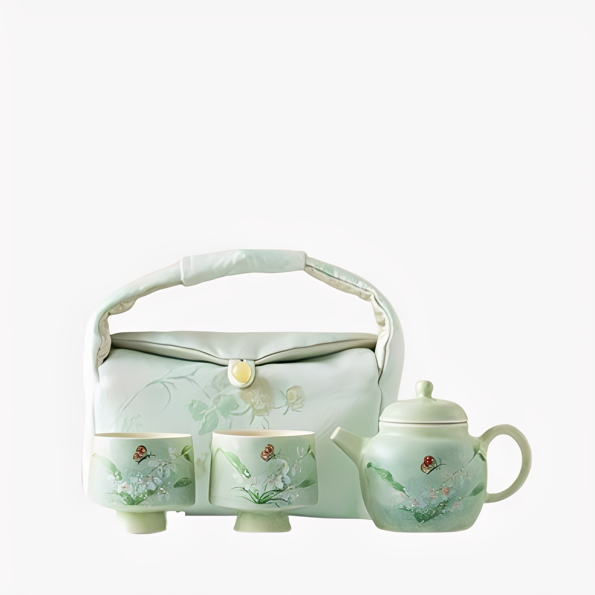 Orchid Butterfly Portable Tea Set : - Seekcase