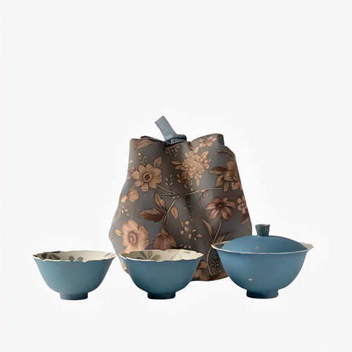 Blue Daisy Office Portable Tea Set : - Seekcase