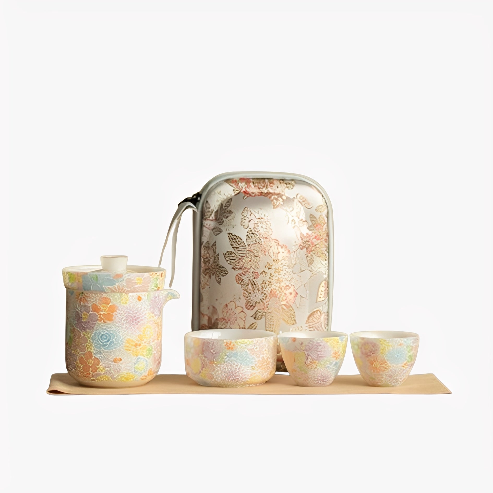 Elegant Floral Travel Tea Set