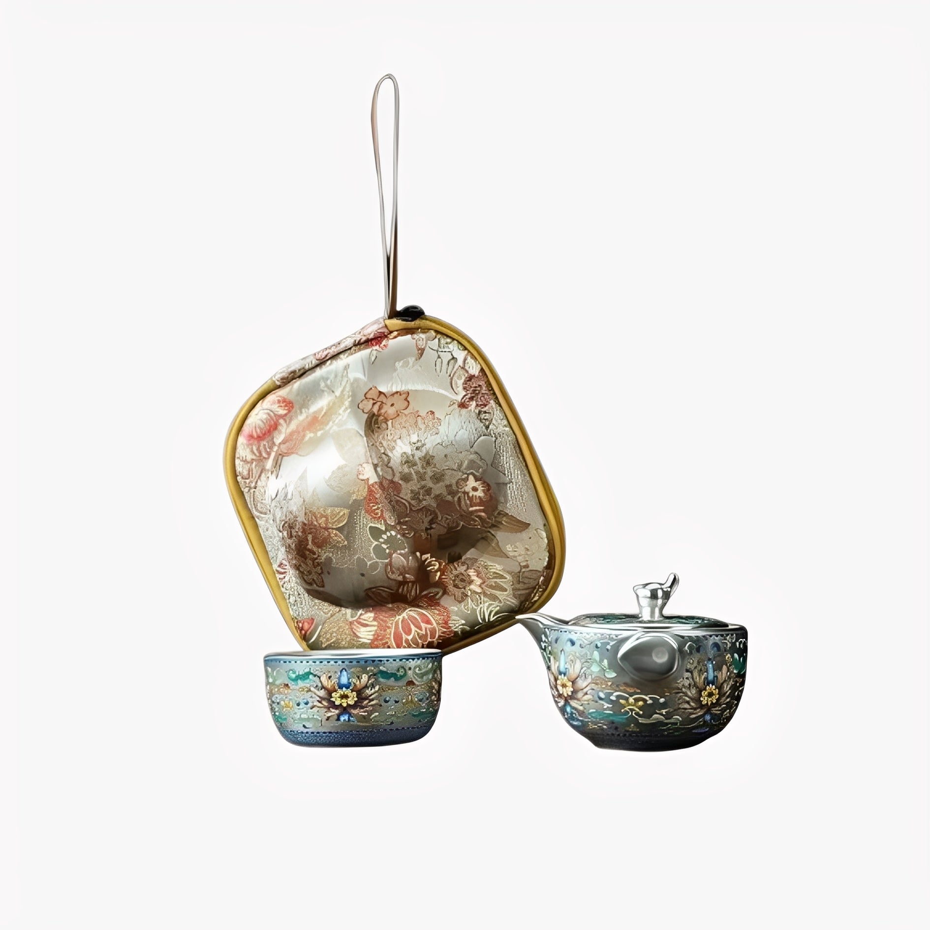 Enamel Silver Solo Travel Tea Set
