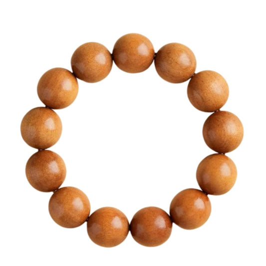 Natural Peach Wood Mala Bracelet – 10-Year Tai Mountain Wood : - Seekcase